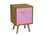 Beech 1-Drawer Cube Shelving Unit with Scandinavian Legs