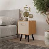 Beech 1-Drawer Cube Shelving Unit with Scandinavian Legs