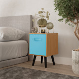 Beech 1-Drawer Cube Shelving Unit with Scandinavian Legs