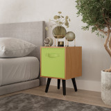 Beech 1-Drawer Cube Shelving Unit with Scandinavian Legs