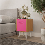 Beech 1-Drawer Cube Shelving Unit with Scandinavian Legs