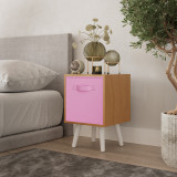 Beech 1-Drawer Cube Shelving Unit with Scandinavian Legs