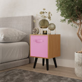 Beech 1-Drawer Cube Shelving Unit with Scandinavian Legs