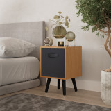 Beech 1-Drawer Cube Shelving Unit with Scandinavian Legs