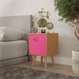 Beech 1-Drawer Cube Shelving Unit with Scandinavian Legs
