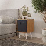 Beech 1-Drawer Cube Shelving Unit with Scandinavian Legs