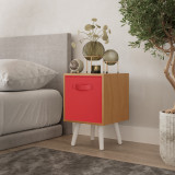 Beech 1-Drawer Cube Shelving Unit with Scandinavian Legs