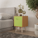Beech 1-Drawer Cube Shelving Unit with Scandinavian Legs