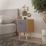 Beech 1-Drawer Cube Shelving Unit with Scandinavian Legs