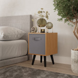 Beech 1-Drawer Cube Shelving Unit with Scandinavian Legs