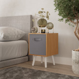 Beech 1-Drawer Cube Shelving Unit with Scandinavian Legs