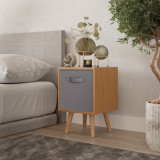 Beech 1-Drawer Cube Shelving Unit with Scandinavian Legs