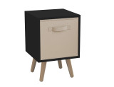 Black 1-Drawer Cube Shelving Unit with Scandinavian Legs