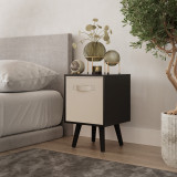 Black 1-Drawer Cube Shelving Unit with Scandinavian Legs