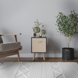 Black 1-Drawer Cube Shelving Unit with Scandinavian Legs