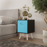 Black 1-Drawer Cube Shelving Unit with Scandinavian Legs