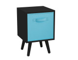Black 1-Drawer Cube Shelving Unit with Scandinavian Legs