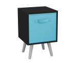 Black 1-Drawer Cube Shelving Unit with Scandinavian Legs