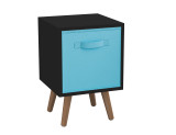 Black 1-Drawer Cube Shelving Unit with Scandinavian Legs
