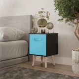 Black 1-Drawer Cube Shelving Unit with Scandinavian Legs