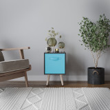 Black 1-Drawer Cube Shelving Unit with Scandinavian Legs