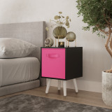 Black 1-Drawer Cube Shelving Unit with Scandinavian Legs