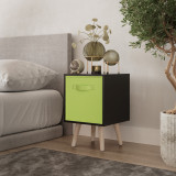 Black 1-Drawer Cube Shelving Unit with Scandinavian Legs