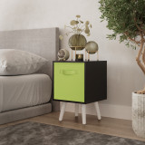 Black 1-Drawer Cube Shelving Unit with Scandinavian Legs