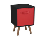 Black 1-Drawer Cube Shelving Unit with Scandinavian Legs