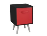 Black 1-Drawer Cube Shelving Unit with Scandinavian Legs