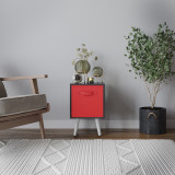 Black 1-Drawer Cube Shelving Unit with Scandinavian Legs
