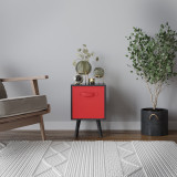 Black 1-Drawer Cube Shelving Unit with Scandinavian Legs