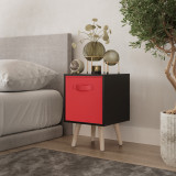 Black 1-Drawer Cube Shelving Unit with Scandinavian Legs