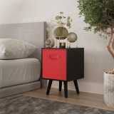 Black 1-Drawer Cube Shelving Unit with Scandinavian Legs