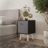Black 1-Drawer Cube Shelving Unit with Scandinavian Legs