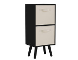 Black 2-Tier 2-Drawer Cube Shelving Unit with Scandinavian Legs