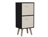 Black 2-Tier 2-Drawer Cube Shelving Unit with Scandinavian Legs