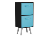 Black 2-Tier 2-Drawer Cube Shelving Unit with Scandinavian Legs