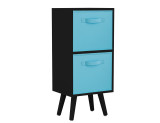 Black 2-Tier 2-Drawer Cube Shelving Unit with Scandinavian Legs