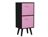 Black 2-Tier 2-Drawer Cube Shelving Unit with Scandinavian Legs