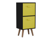 Black 2-Tier 2-Drawer Cube Shelving Unit with Scandinavian Legs