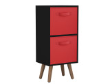 Black 2-Tier 2-Drawer Cube Shelving Unit with Scandinavian Legs