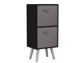 Black 2-Tier 2-Drawer Cube Shelving Unit with Scandinavian Legs
