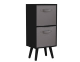 Black 2-Tier 2-Drawer Cube Shelving Unit with Scandinavian Legs