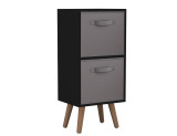 Black 2-Tier 2-Drawer Cube Shelving Unit with Scandinavian Legs