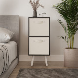 Black 2-Tier 2-Drawer Cube Shelving Unit with Scandinavian Legs