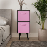 Black 2-Tier 2-Drawer Cube Shelving Unit with Scandinavian Legs