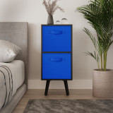 Black 2-Tier 2-Drawer Cube Shelving Unit with Scandinavian Legs
