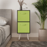 Black 2-Tier 2-Drawer Cube Shelving Unit with Scandinavian Legs