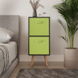 Black 2-Tier 2-Drawer Cube Shelving Unit with Scandinavian Legs